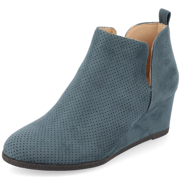 Journee Collection Shoes - Journee Collection Women's Mylee Pull On Wedge Booties Blue 8